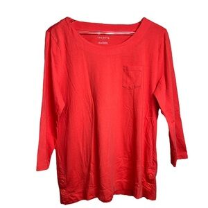Talbots Women’s Orange/ Pink 3 Quarter Inch Sleeve Top